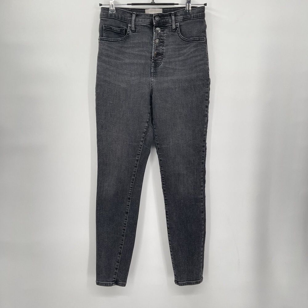 Everlane 29 High Rise Skinny Jean Womens Washed Black Button Fly Denim